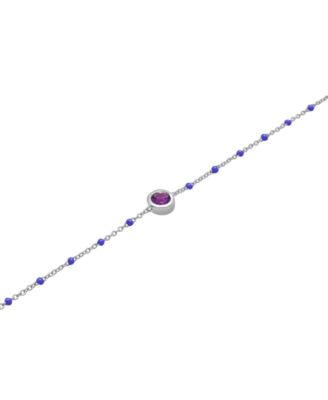 Macy's - Amethyst (1/6 ct. t.w.) & Enamel Bead Link Bracelet in Sterling Silver