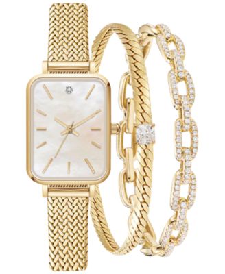 Jessica Carlyle - Women's Gold-Tone Mesh Bracelet Watch 23mm Gift Set