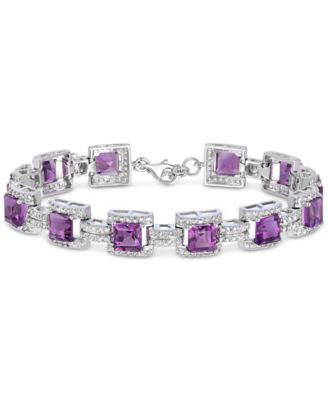 Macy's - Amethyst (9-5/8 ct.t.w.), White Topaz (2-7/8 ct. t.w.) Tennis Bracelet in Sterling Silver