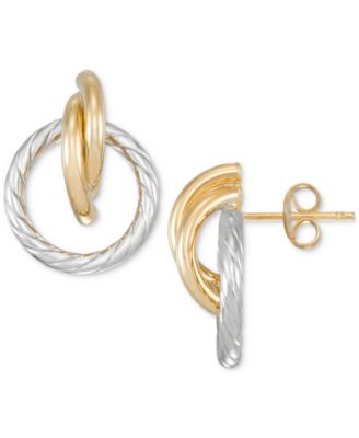 Macy's - Rope Textured Circle Doorknocker Drop Earrings in 14k Two-Tone Gold
