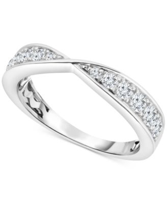 Macy's - Diamond High-Polished Bowtie Contour Band (1/4 ct. t.w.) in 14K White Gold
