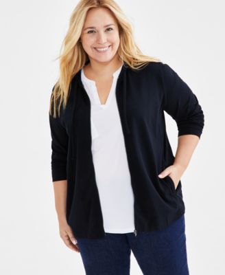 Style & Co - Plus Size Solid Zip-Up Hooded Sweatshirt