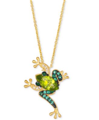 Le Vian - Multi-Gemstone (2-1/5 ct. t.w.) & Nude Diamond (1/20 ct. t.w.) Frog Adjustable 19" Necklace in 14k Gold
