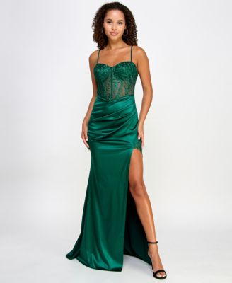 B Darlin - Juniors' Lace Corset Gown