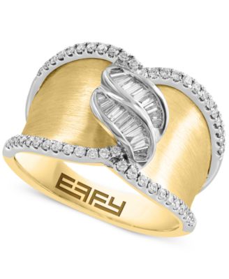 EFFY Collection - Diamond Baguette & Round Wide Statement Ring (3/8 ct. t.w.) in 14k Two-Tone Gold