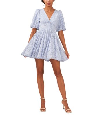 CeCe - Women's Floral Lace Balloon-Sleeve Fit & Flare Dress