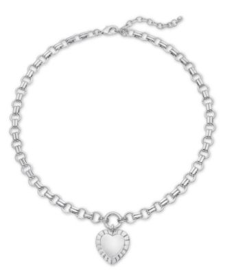 On 34th - Framed Heart Pendant Necklace, 16-1/2" + 2" extender