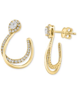 EFFY Collection - Diamond Pear & Round Double Hoop Earrings (3/4 ct. t.w.) in 14k Gold