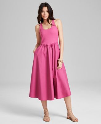 And Now This - Women's Mixed-Media Sleeveless Midi Dress