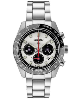 Seiko - Men's Chronograph Solar Prospex Speedtimer Stainless Steel Bracelet Watch 41mm