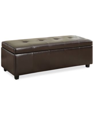 Simpli Home - Bonded Leather Rectangular Storage Ottoman, Direct Ship