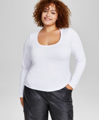 And Now This - Trendy Plus Size Scoop-Neck Long-Sleeve Jersey Top