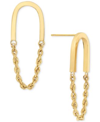 Macy's - Polished U-Shaped Bar Rope Chain Link Drop Earrings in 10k Gold