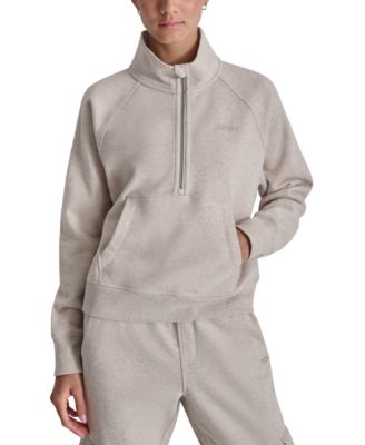 DKNY - Women's Mockneck Studded-Logo Half-Zip Sweatshirt