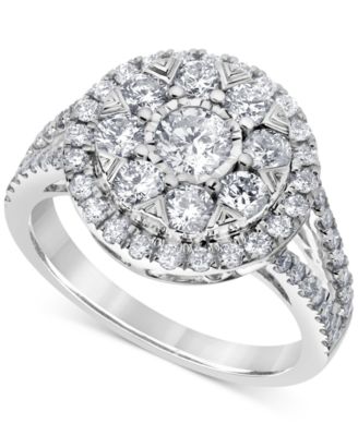 Macy's - Diamond Halo Cluster Engagement Ring (1-1/2 ct. t.w.) in 14k White Gold