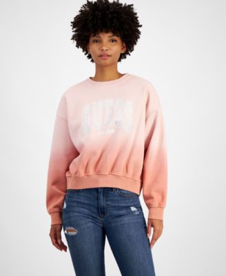 GUESS - Women's Crewneck Embellished-Logo College Sweatshirt