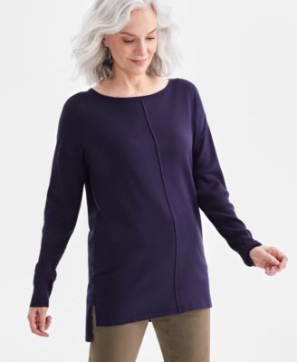 Style & Co - Women's Seam-Front Boat-Neck Long-Sleeve Tunic