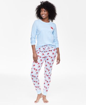Holiday Lane - Women's 2-Pc. Santa Toss Mix It Cotton Pajamas Set