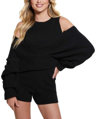GUESS - Women's Zoe Rib-Knit Long-Sleeve Sweater Romper