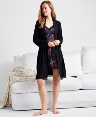 State of Day - Women's Lace-Trim Knit Wrap Robe