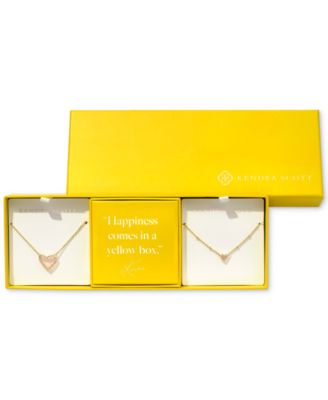 Kendra Scott - 14k Gold-Plated 2-Pc. Set Gemstone Heart Adjustable Pendant Necklaces