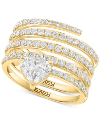 EFFY Collection - Lab Grown Diamond Heart & Round Coil Wrap Ring (1-7/8 ct. t.w.) in 14k Gold