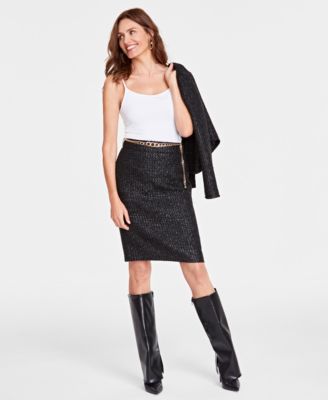 I.N.C. International Concepts - Women's Tweed Belted Skirt, Created for Macy's