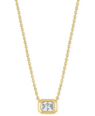 Forever Grown Diamonds - Lab-Grown Emerald-Cut Diamond Bezel Necklace (1/3 ct. t.w.) in 10k Yellow Gold