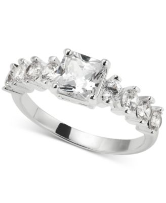 Charter Club - Silver-Tone Crystal Square & Round Statement Ring