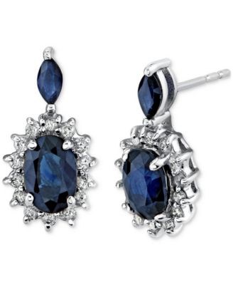 Macy's - Sapphire & Diamond Drop Earrings (1/5 ct. t.w.) in 14k White Gold