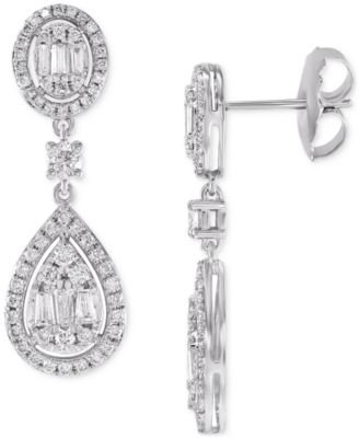 Macy's - Diamond Drop Earrings (1-1/2 ct. t.w.) in 14k White Gold