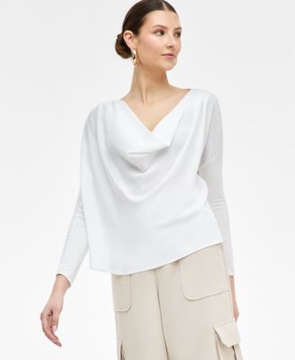 I.N.C. International Concepts - Women's Satin-Front Cowl-Neck Top