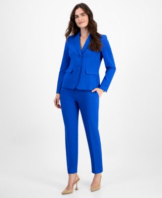 Le Suit - Women's Notch-Collar Two-Button Seamed Jacket & Fly-Front Straight-Leg Pants