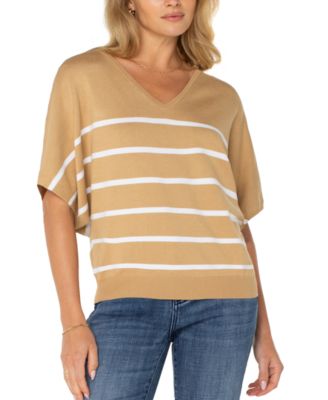 Liverpool Los Angeles - Women's Striped Short-Dolman-Sleeve Sweater