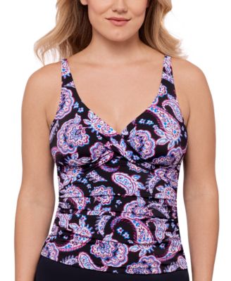 Swim Solutions - Women's Paisley-Print Crossover Top, Exclusively at Macy's