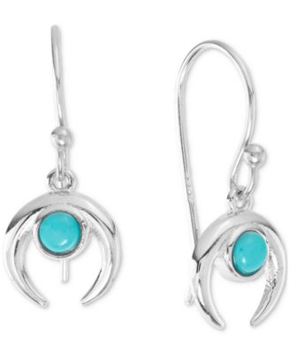 Macy's - Simulated Turquoise Curved Horn Drop Earrings in Sterling Silver