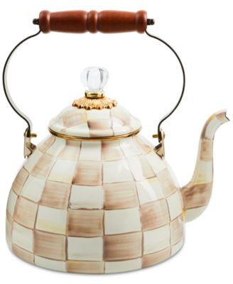 Mackenzie-Childs - Mocha Check 3-Quart Tea Kettle