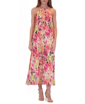 julia jordan - Women's Printed Twisted Halter-Neck Maxi Dress