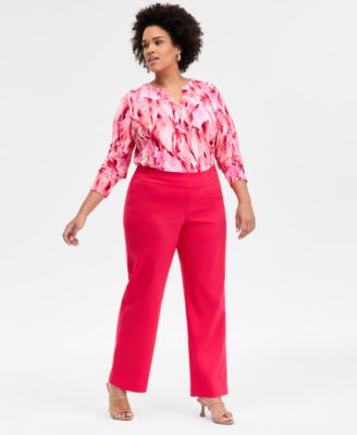 I.N.C. International Concepts - Plus Size Mid-Rise Pull-On Straight-Leg Pants