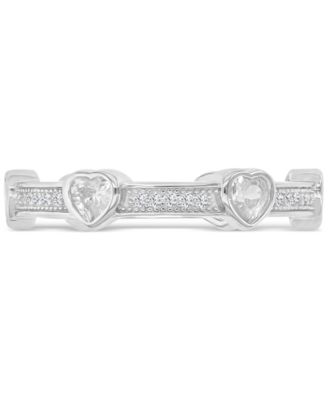 Macy's - Cubic Zirconia Heart Bezel Stackable Band in Sterling Silver