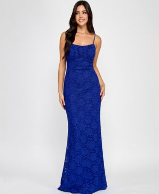 Emerald Sundae - Juniors' Glitter Lace Empire-Waist Gown