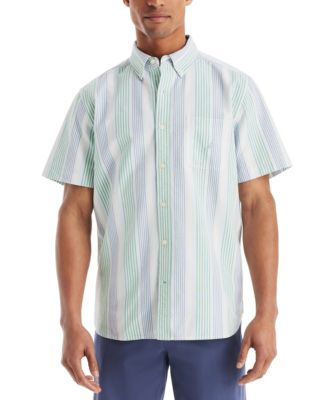 Nautica - Men's Relaxed Fit Short-Sleeve Striped Button-Down Authentic Oxford Shirt