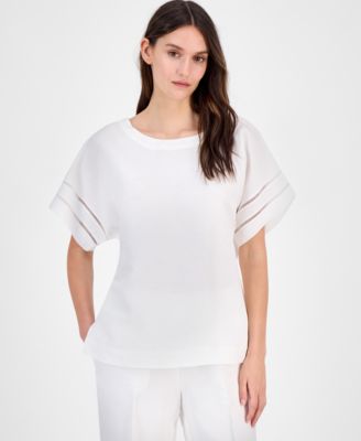 Anne Klein - Women's Drop-Shoulder Button-Back Blouse