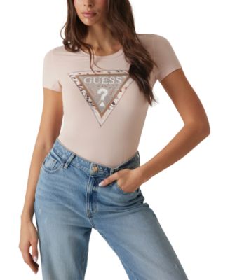 GUESS - Women's Cheetah Logo Triangle T-Shirt