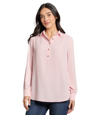 Jones New York - Petite Button-Side Collared Top