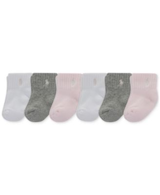 Polo Ralph Lauren - Baby Girl Sport Quarter Socks, 6-Pack