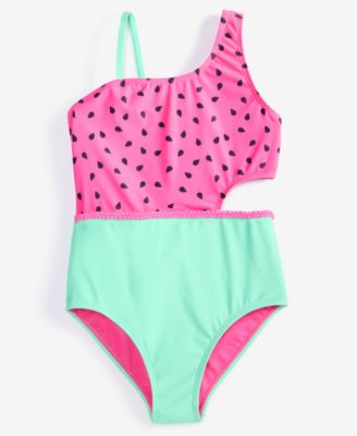 Breaking Waves - Big Girls Watermelon One-Piece Swimsuit