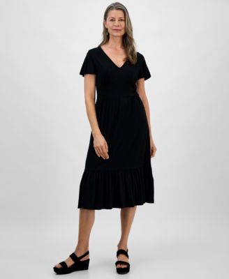 Style & Co - Women's Floral-Print Flutter-Sleeve Midi Dress