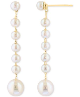 EFFY Collection - Cultured Freshwater Pearl (3-1/2 & 6-1/2mm) Linear Drop Earrings in 14k Gold