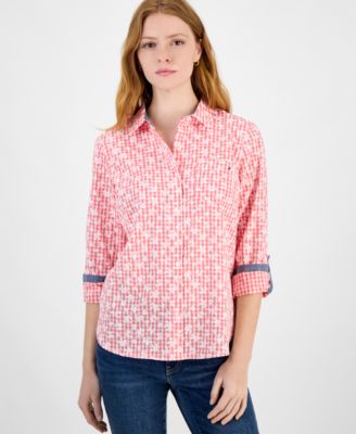 Tommy Hilfiger - Women's Floral Gingham Cotton Shirt